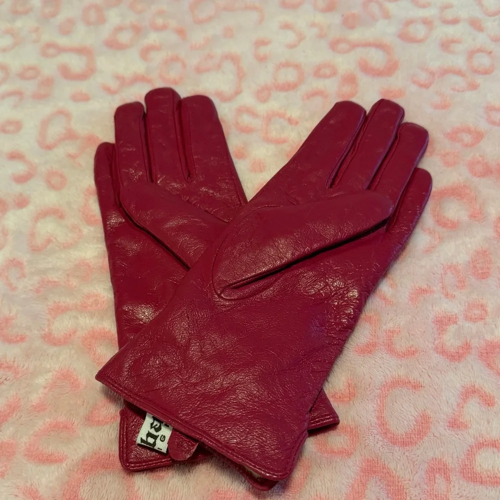Vintage Cloves Hot Pink Leather for Women 100% Real Leather  Size: M